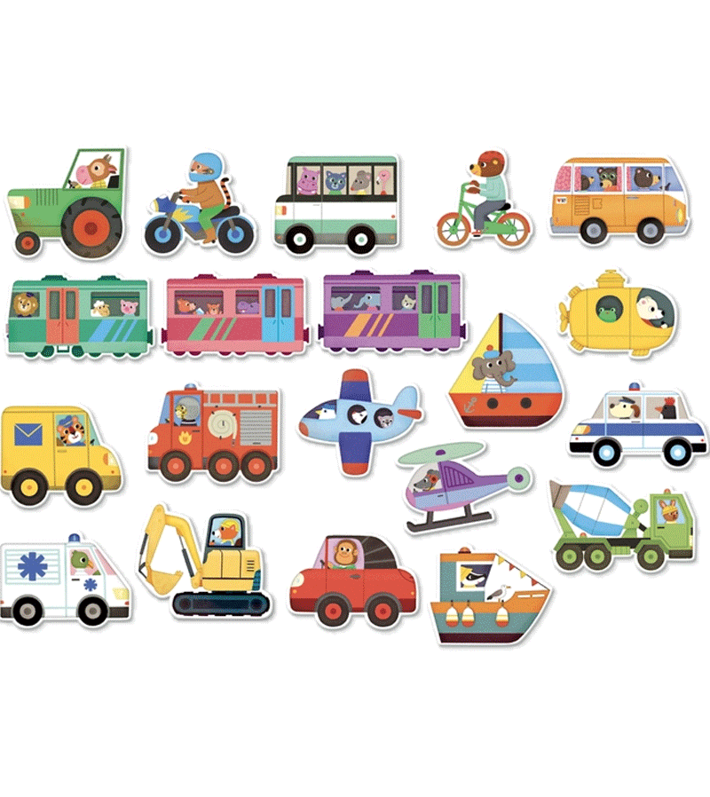 Vilac Wooden Magnetic Transport Toy Set for Kids - Colorful Vehicles & Road Signs - STEM Learning & Pretend Play - Perfect for Home, Classroom & Travel Activities