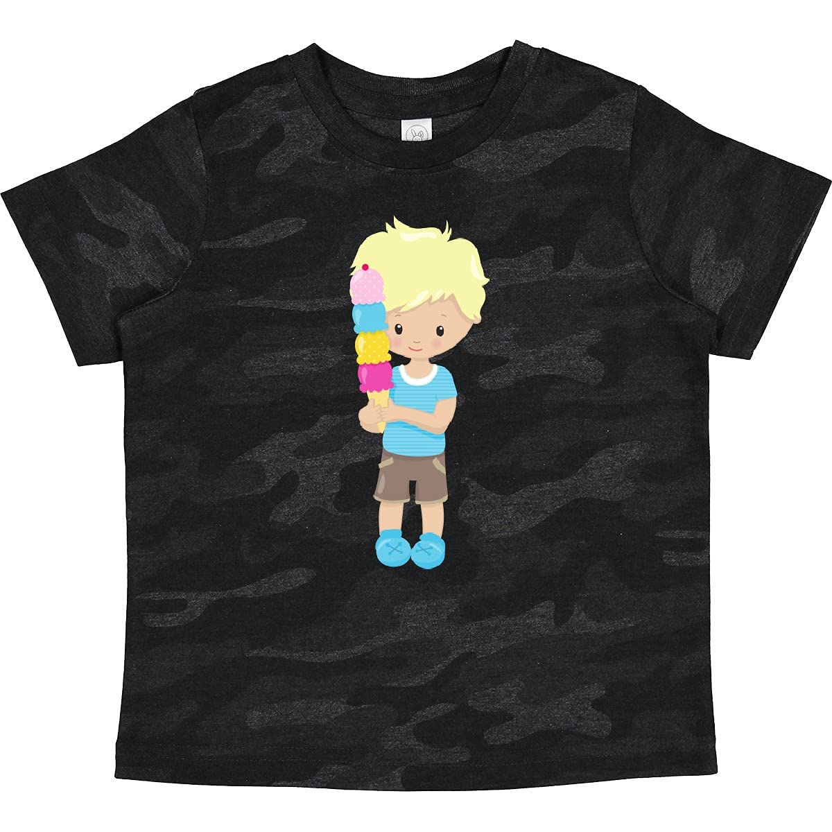 Inktastic Boys' Ice Cream Cone Toddler T-Shirt - Cute Blonde Hair Design for Summer Outings & Birthday Parties