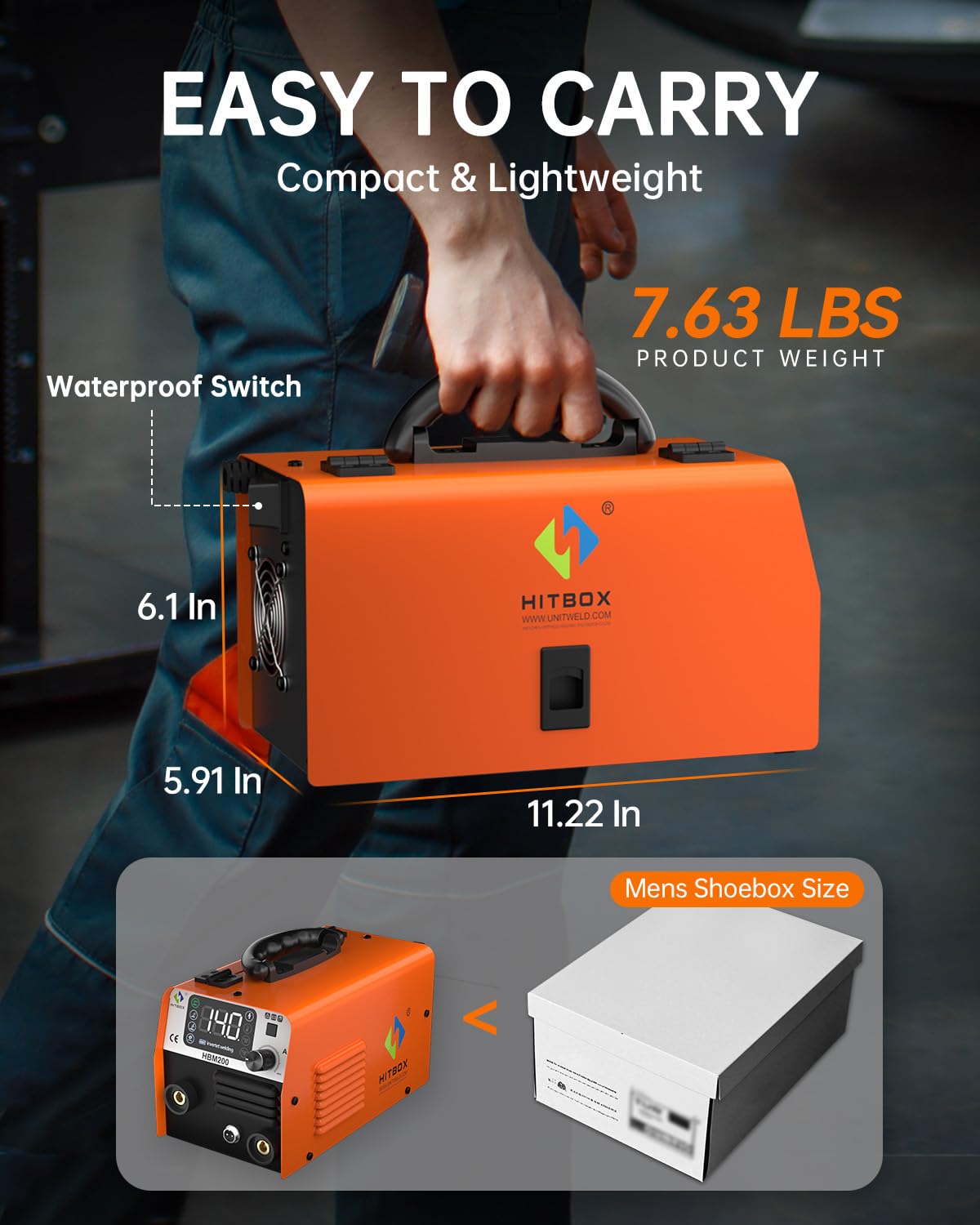 HITBOX MIG Welder Machine 3-in-1, 140A Gasless/Lift TIG/Stick Welding Machine, 110V Portable IGBT Inverter Welder with LCD Display & Synergic Control - Perfect for DIY Projects, Home Repairs, and Metal Fabrication (HBM200)