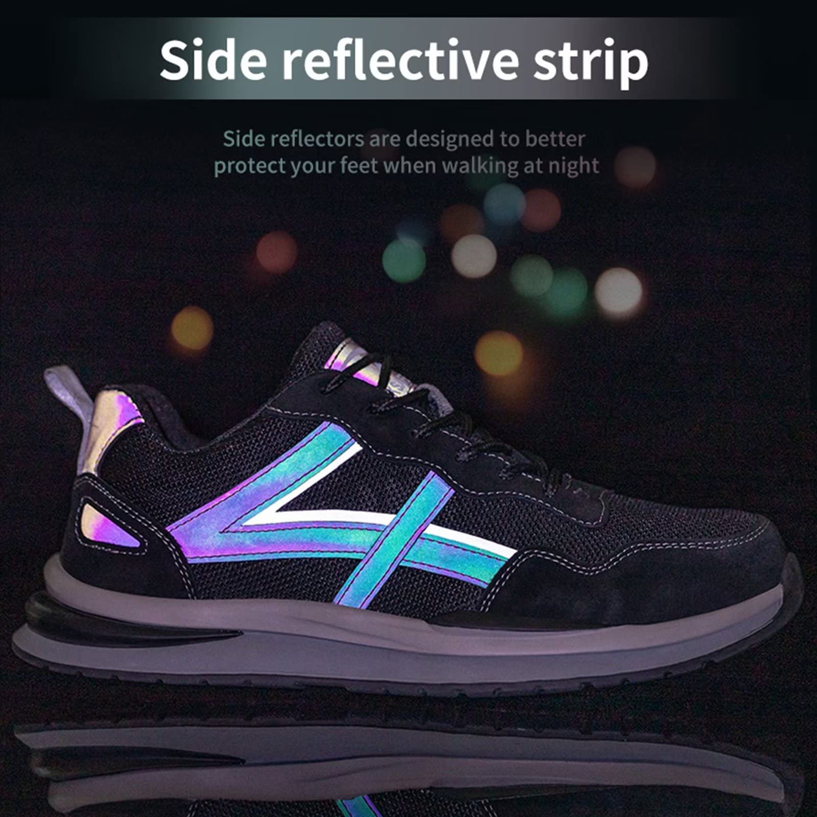 Men's Steel Toe Work Shoes - Lightweight Safety Sneakers for Construction & Industrial Work