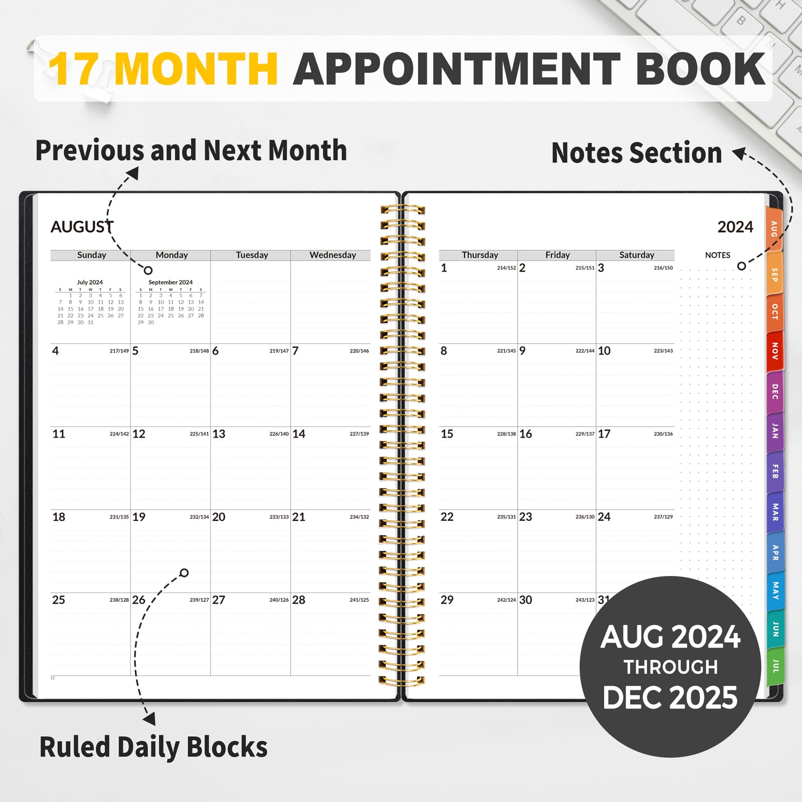 **SUNEE 2024-2025 Academic Planner - 17 Month Appointment Book (8.5