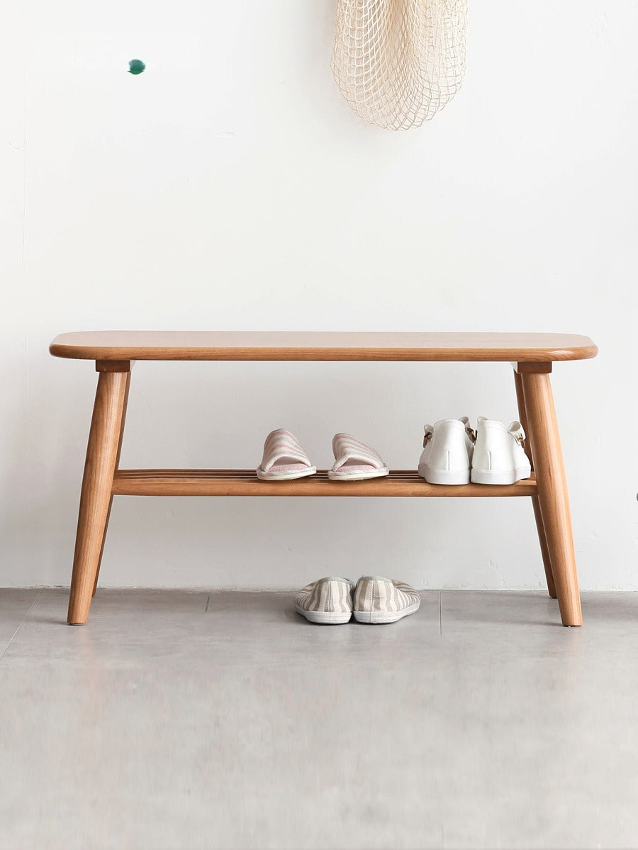 Solid Oak Wood Shoe Bench - Sturdy Entryway Storage with Seat | Perfect for Hallway, Mudroom & Bedroom Organization