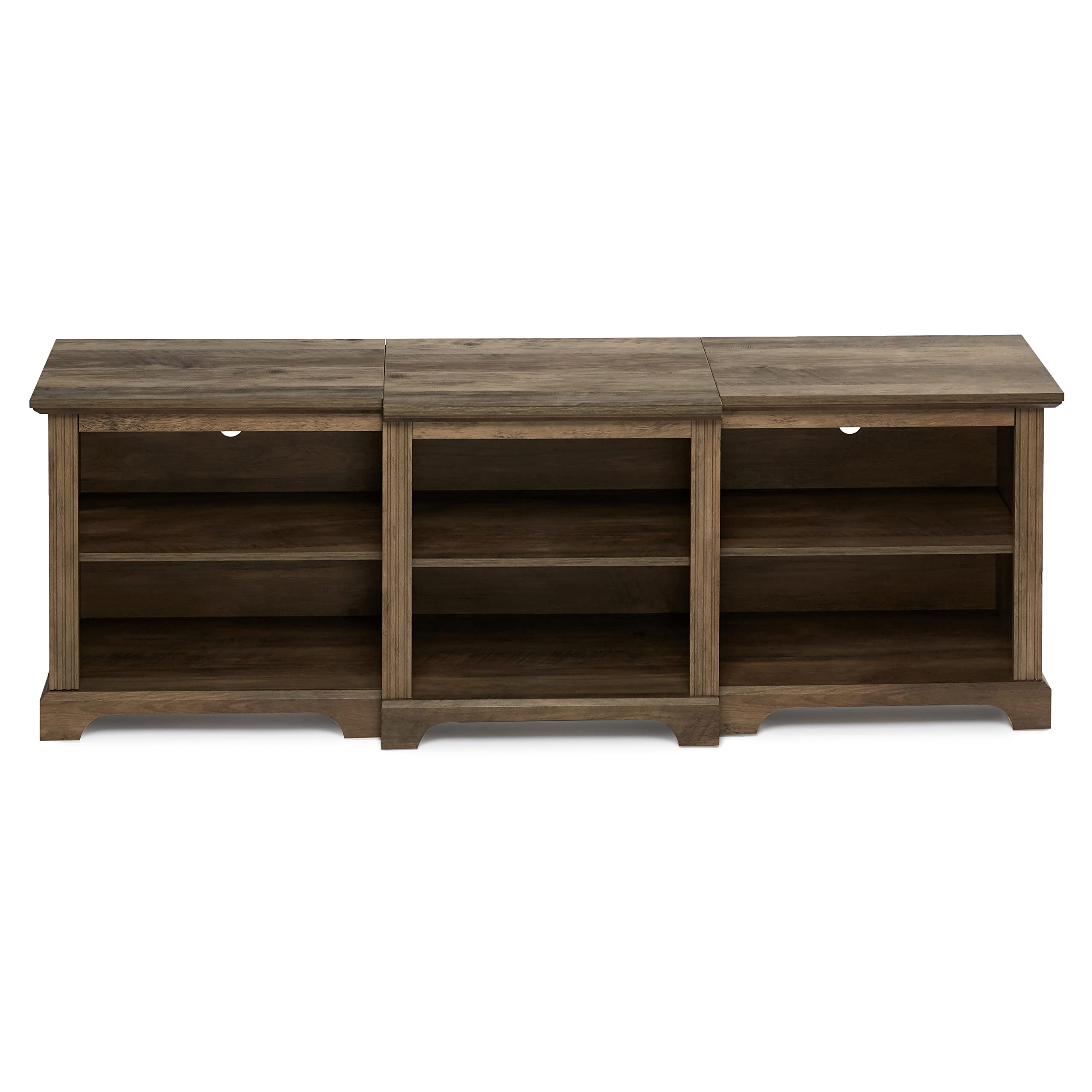 Rockpoint 70 Inch Modern TV Stand with Storage - Rustic Oak Media Console Entertainment Center for TVs up to 80 Inches - Perfect for Living Room, Home Theater & Entertainment Spaces