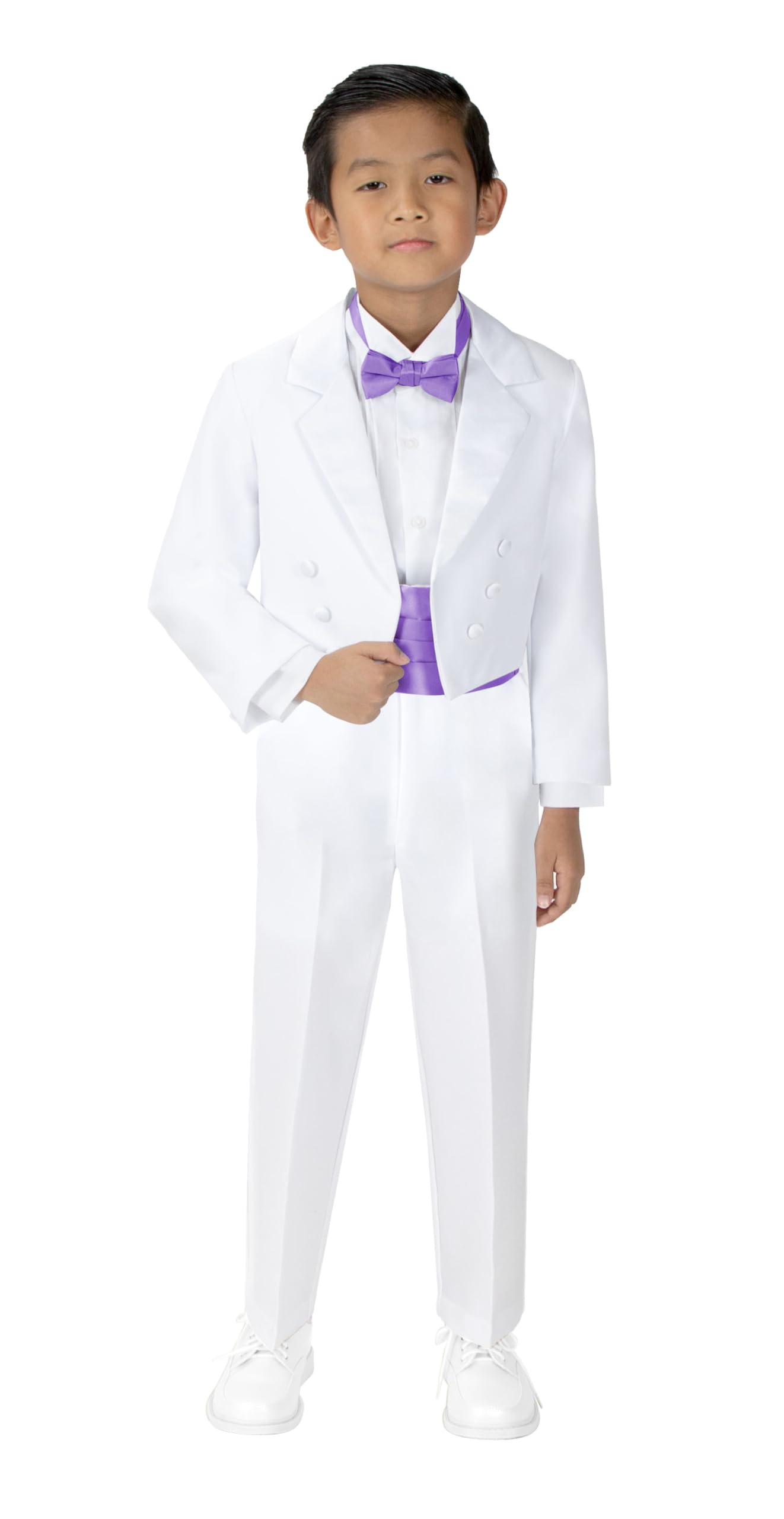 Classic Boys' White Spring Notion Tuxedo with Tail - Perfect for Weddings, Prom & Formal Events
