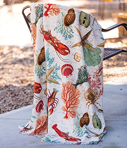 Black Forest Decor Ocean Life Throw Blanket - Soft Coastal Themed Blanket for Sofa, Bed & Beach - Perfect for Living Room, Bedroom Decor & Outdoor Picnics