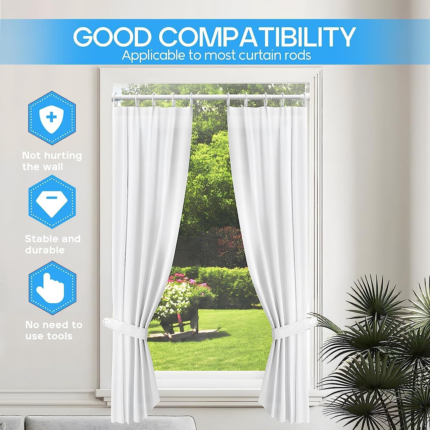 Adjustable Tension Shower Curtain Rod 45-76 Inch - No Drill White Spring Loaded Non-Slip Bathroom Window Closet Rod - Perfect for Bathrooms, Kitchens, Dorms & Small Spaces