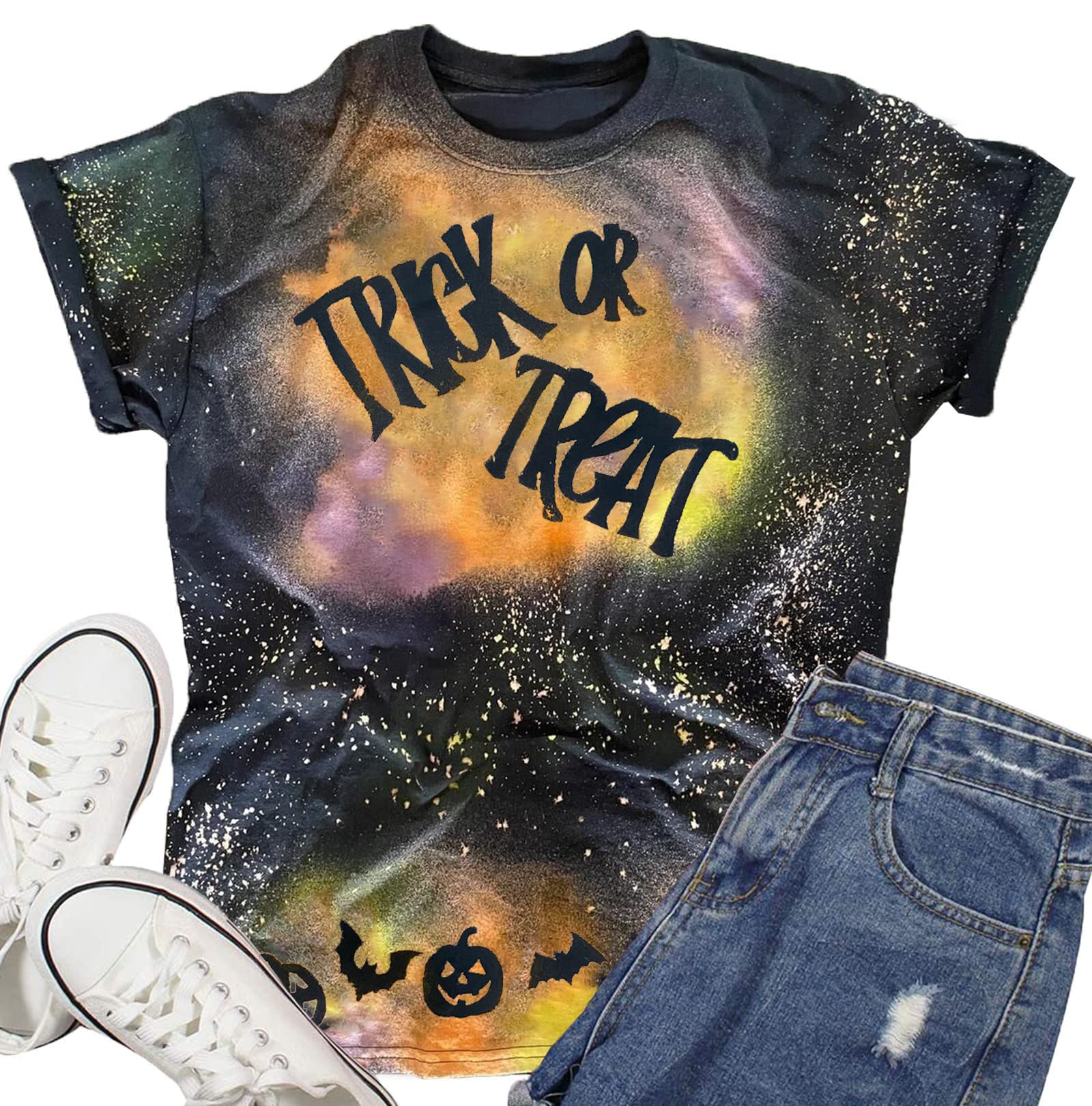 Halloween Teacher T-Shirt for Women - Trick or Treat Shirt with 'Teaching My Boos' & Ghost Design - Cute Funny Teacher Gift for Halloween Classrooms & Parties