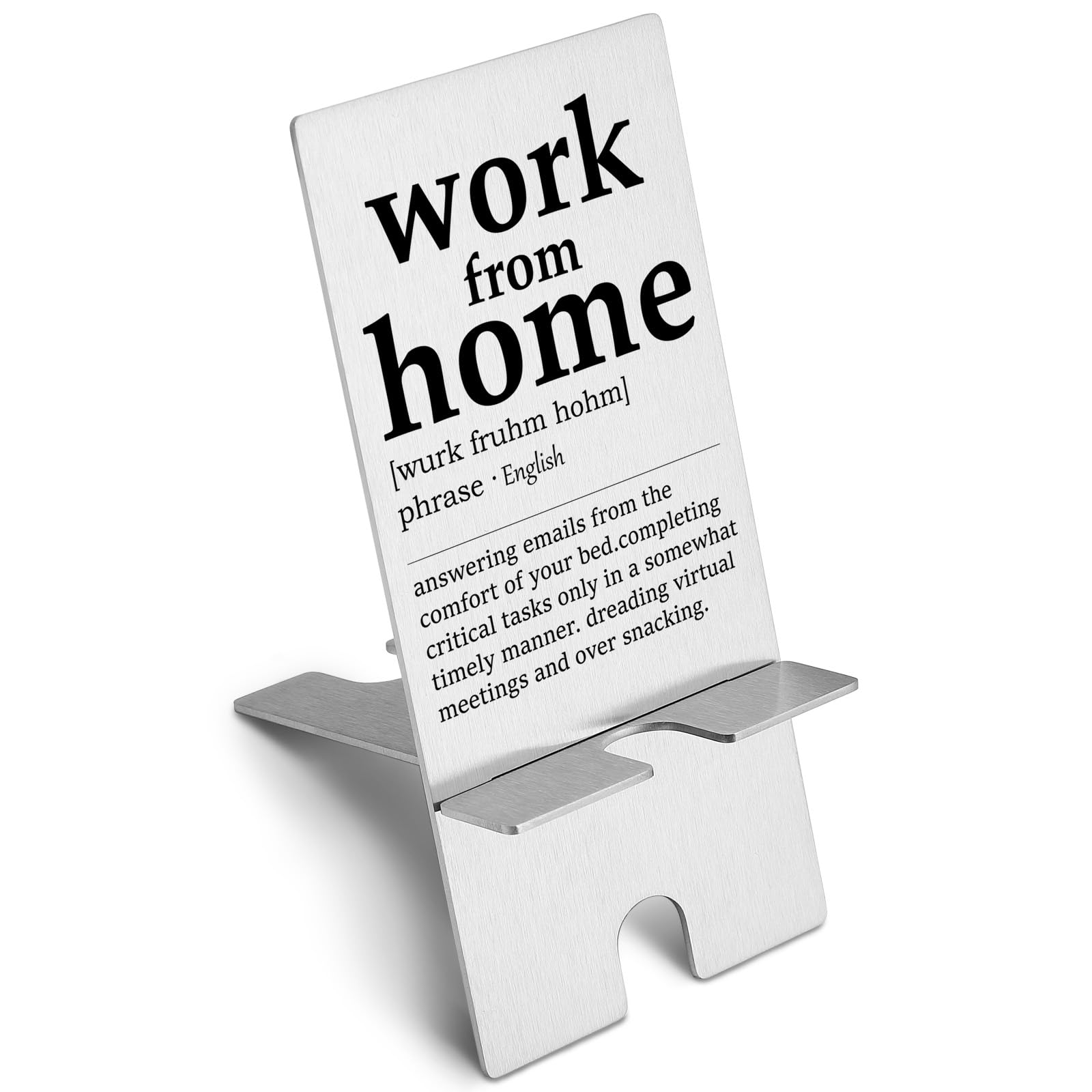 YODOCAMP Funny Work from Home Definition Metal Phone Stand - Cute Desk Holder for Cell Phones, Perfect Gift for Women, Men, Boss, Coworkers & Friends - Ideal for Office, Home Desk & Remote Work Setup