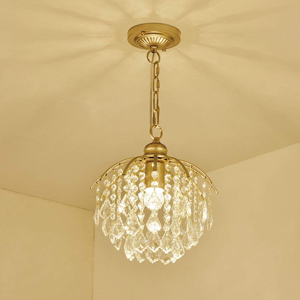 European Single Head Crystal Ceiling Light - Modern E27 Fixture for Bedroom, Hallway, Bar & Cloakroom | Elegant Lighting Solution for Home & Commercial Spaces (Color: Black)