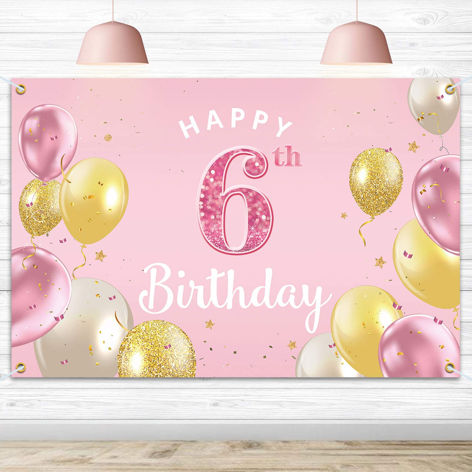 6th Birthday Backdrop Banner - Pink 3.9x5.9ft Party Decorations for Girls - Perfect for Birthday Celebrations, Photo Booths & Party Decor