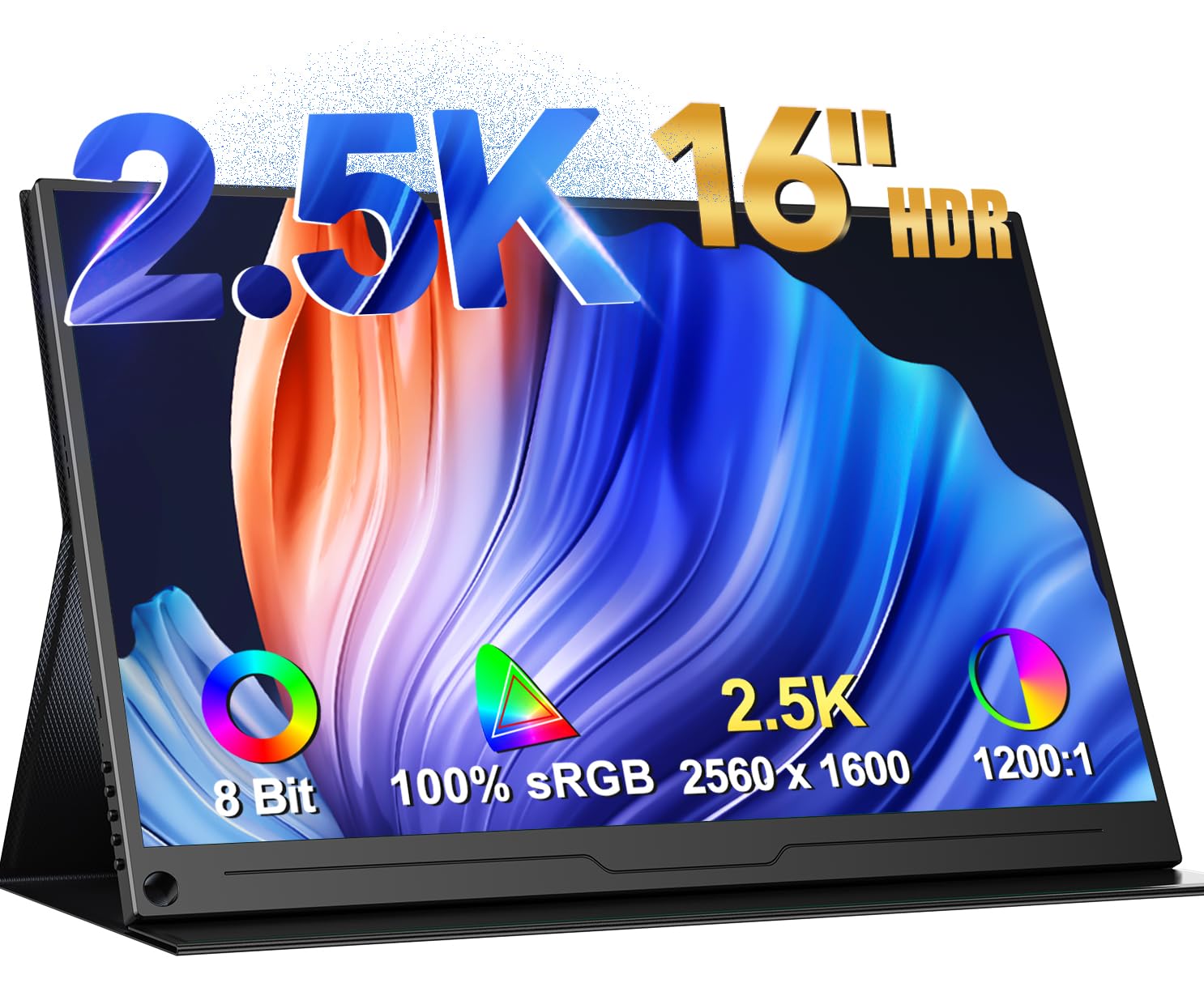 UPERFECT 16 Inch 2.5K QHD Portable Monitor - 2560x1600 IPS Screen with Protective Case, HDMI & Type-C for Laptop, PC, Phone - VESA Compatible | Perfect for Work, Gaming & Travel