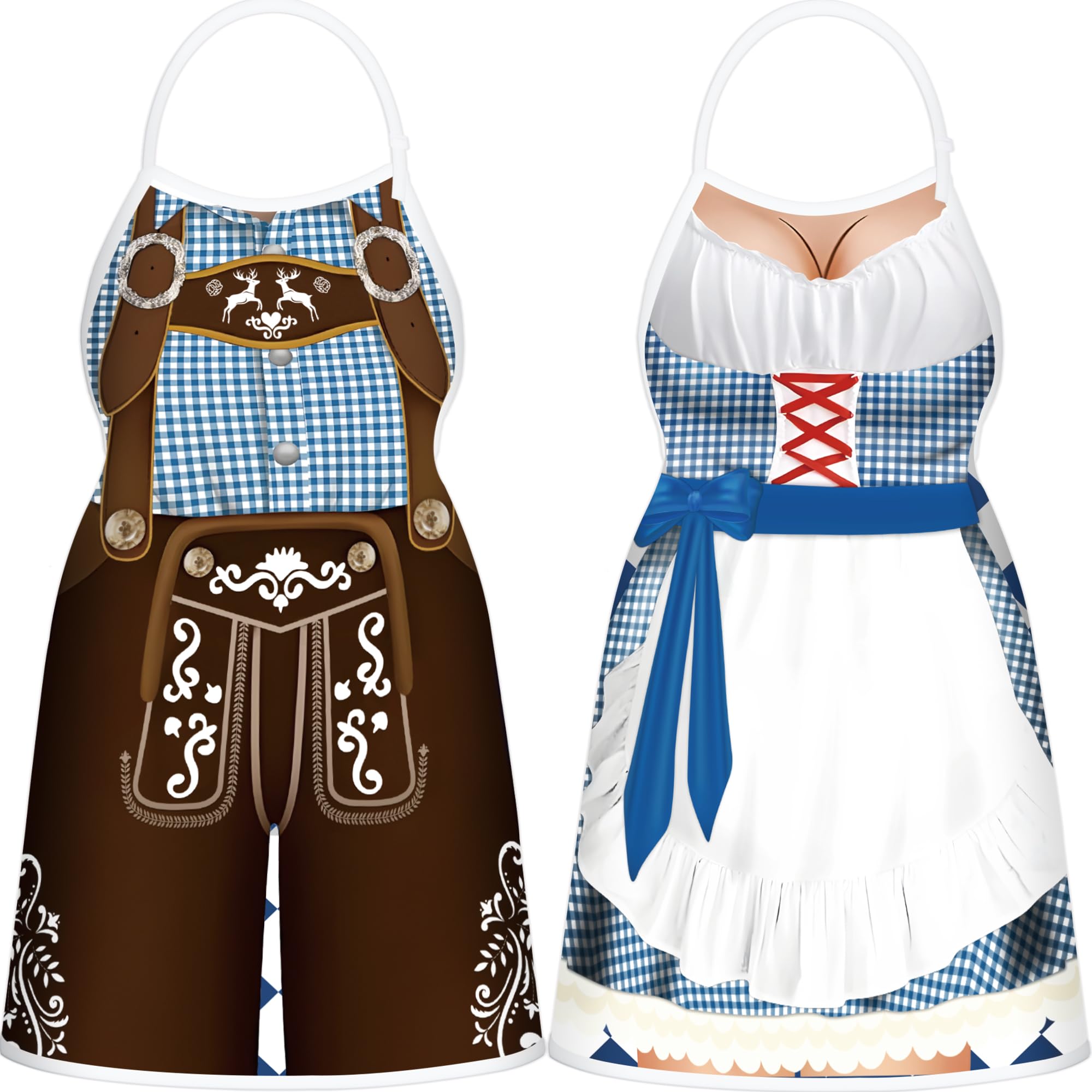 Oktoberfest Couples Apron Set - German Beer Festival Cooking Aprons for Couples - Perfect for Oktoberfest Parties, BBQ, Grilling & Kitchen Decor