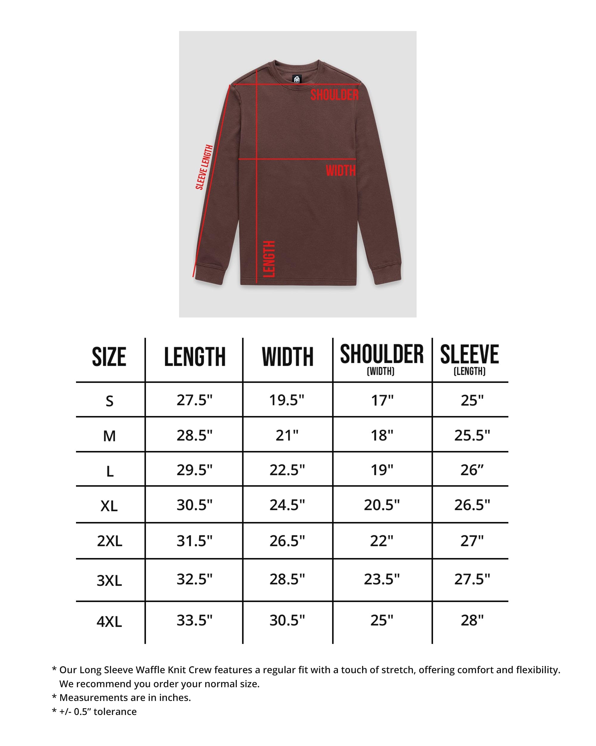 Premium Men's Long Sleeve Waffle Knit Thermal Shirt - Crew Neck, Sizes S-4XL | INTO THE AM Warm Winter Base Layer for Outdoor Activities & Layering