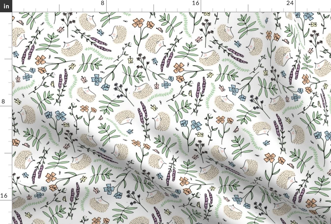 Hedgehog Print Minky Fabric - Black & White Animal Design for Baby Blankets, Quilts, Plush Toys & Nursery Decor | Soft Fat Quarter Sewing Material for DIY Projects & Hedgehog Awareness Gifts