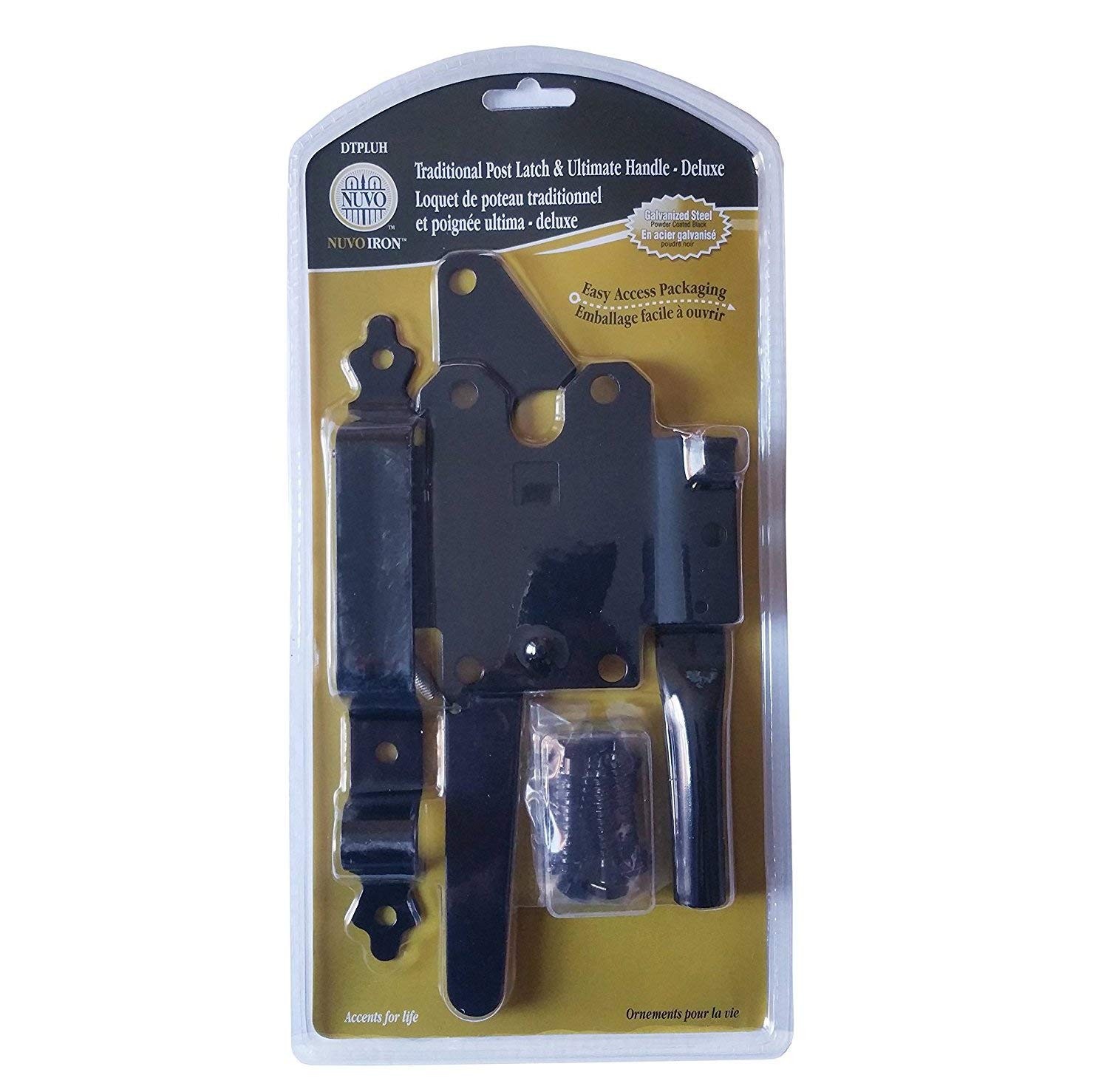Nuvo Iron Deluxe Traditional Post Latch with Ultimate Handle - Heavy Duty Door Latch for Barns, Sheds & Gates - Durable Metal Hardware for Outdoor & Farm Use