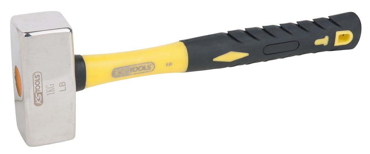 KS TOOLS 964.2007 Stainless Steel Club Hammer with Fiberglass Handle - 3600g Heavy Duty Construction Hammer for Demolition, Masonry & Metalwork - One Size Fits All