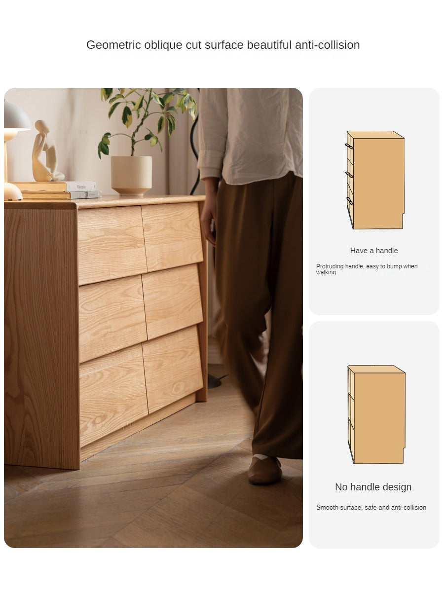 Solid Oak Wood Slanted Surface Chest of Drawers - Vintage Style Dresser for Bedroom, Living Room & Office Storage