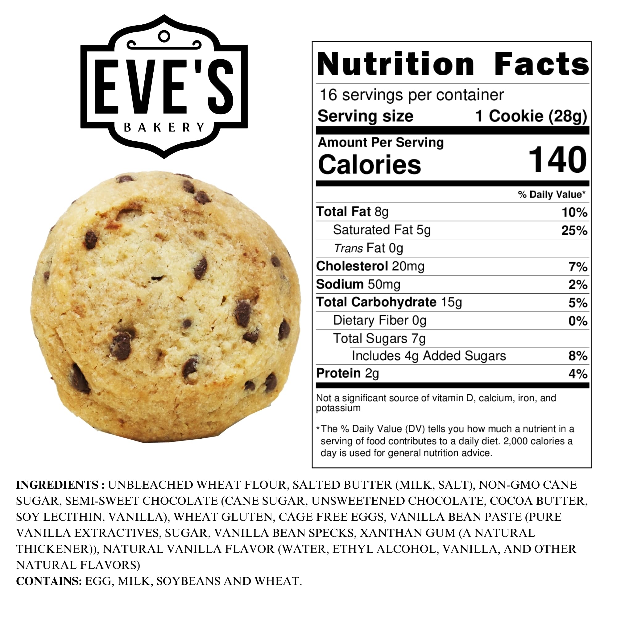 Eve's Bakery Real Butter Shortbread Cookies - 1 lb Individually Wrapped Chocolate Chip Cookies | Non-GMO, Pure Cane Sugar, No Artificial Flavors | Perfect for Afternoon Tea, Office Snacks & Gift Giving