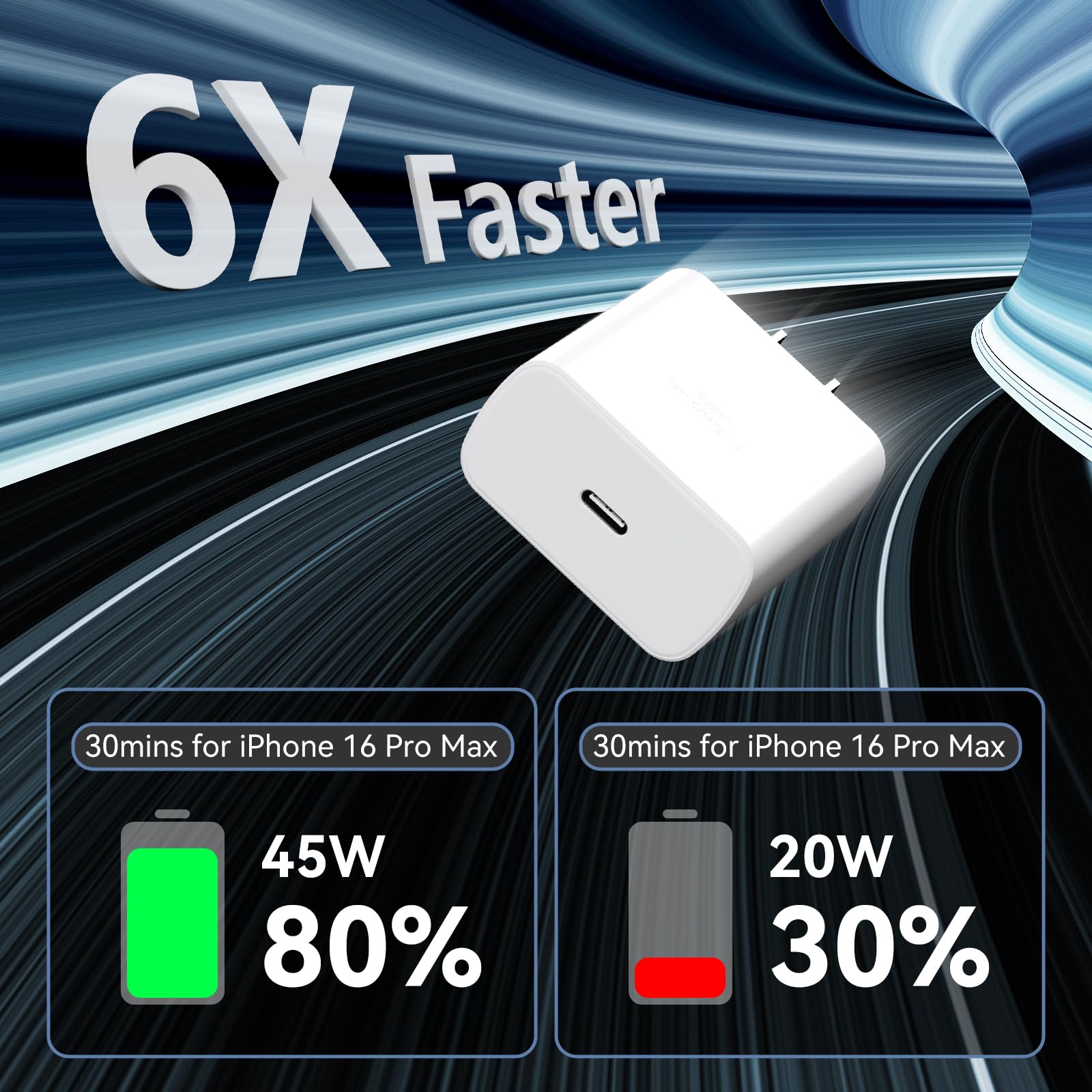 45W Super Fast USB C Charger for iPhone 16 Pro Max - Long 10FT Cable - Compatible with iPhone 16/16 Plus/16 Pro, iPhone 15 Series & Android Phones - Perfect for Home, Office & Travel Charging