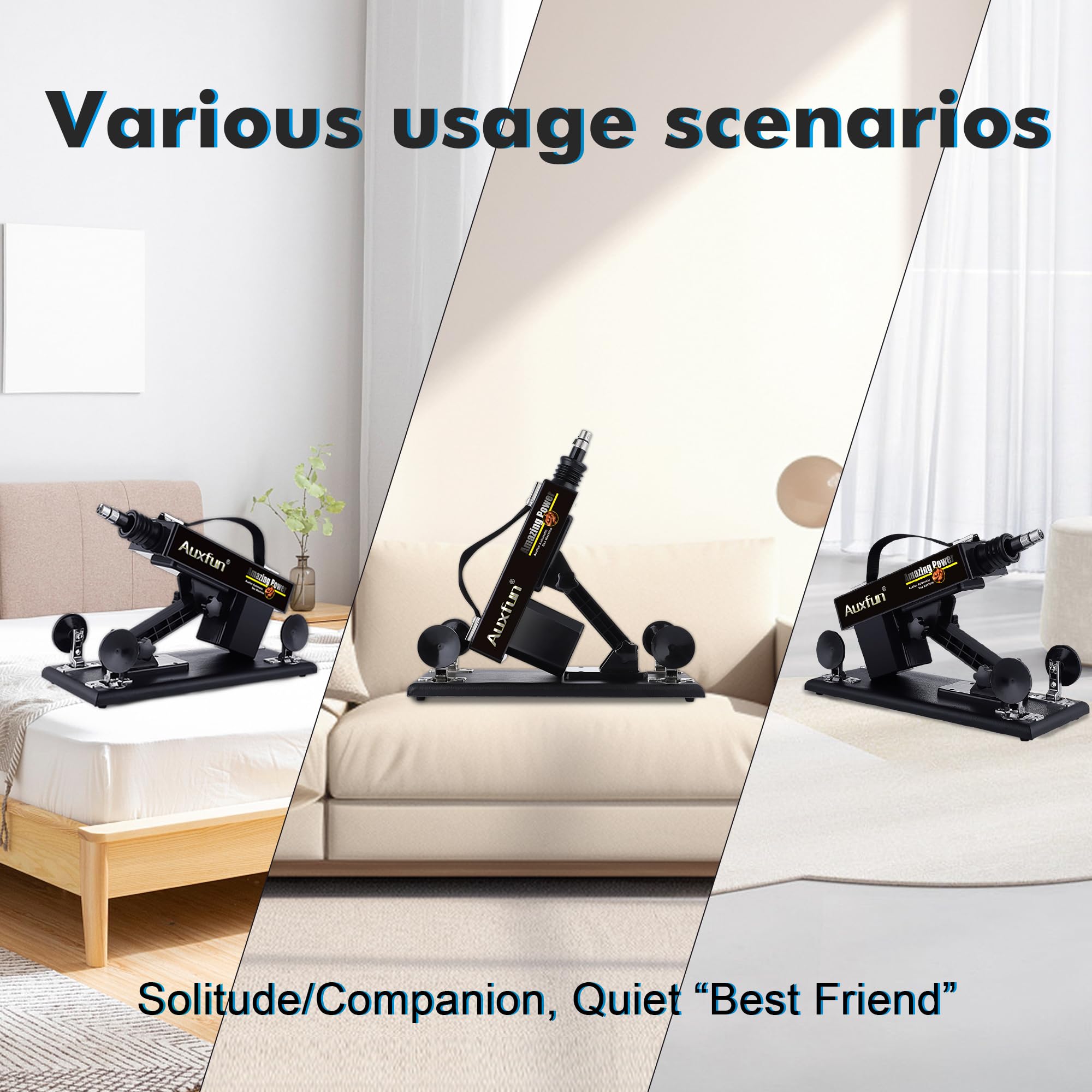 AUXFUN Automatic Thrusting Sex Machine for Couples - 8 Attachments, Suction Cup Base & 3 XLR Connectors - Powerful Fucking Machine for Male & Female - Perfect for Bedroom, BDSM & Solo Play