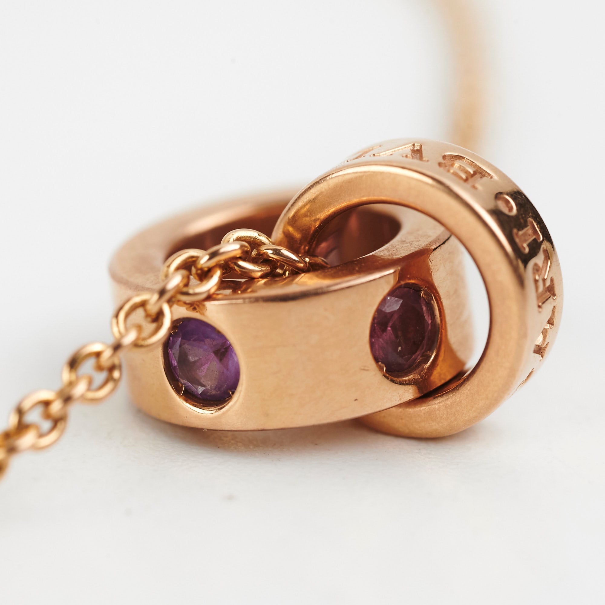 Bvlgari Purple and Pink Gemstone Necklace in Rose Gold - Elegant Jewelry for Women, Perfect for Parties, Weddings & Special Occasions