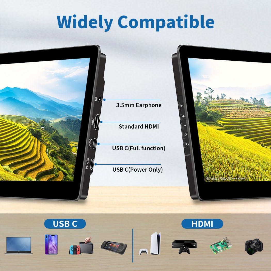 8.9 Inch Touch Screen Monitor with Stand - Full HD 1920x1200 Resolution, 16:10 Aspect Ratio, 450 Nits Brightness, Optical Bonding Technology, HDMI & USB-C Ports - Compact Display for Mini PC, Laptop, Mac Mini - Perfect for Office Work, Gaming & Digital Signage
