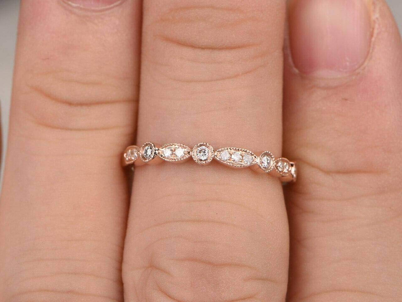 0.25 Carat Half Eternity Wedding Ring - Beautiful Twist Curve Design in 18k Gold Plating - Perfect for Engagement, Anniversary & Bridal Jewelry Gifts