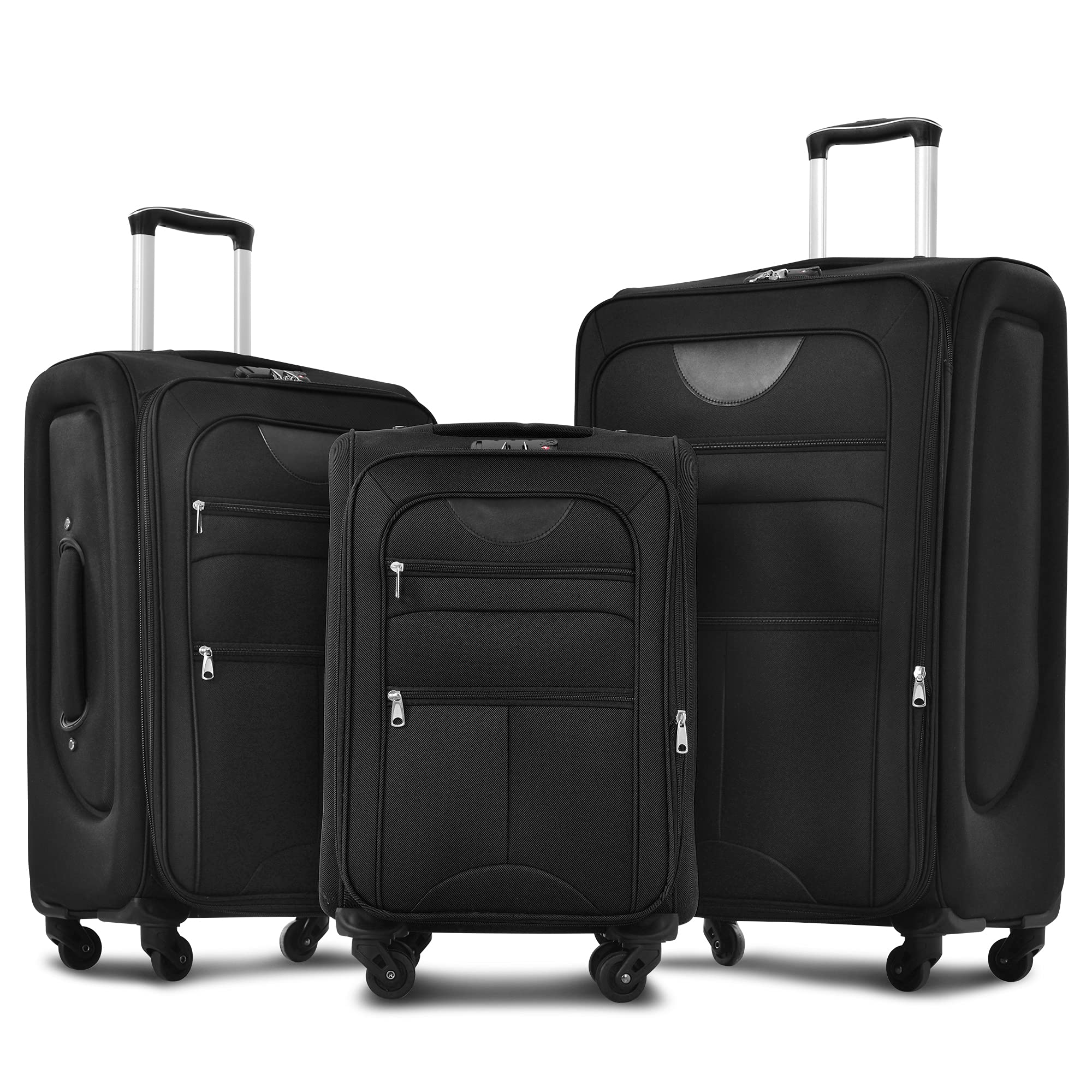 Merax 3-Piece Softside Expandable Luggage Set with Spinner Wheels & TSA Lock - Lightweight Softshell Suitcase for Travel, Business Trips & Vacations