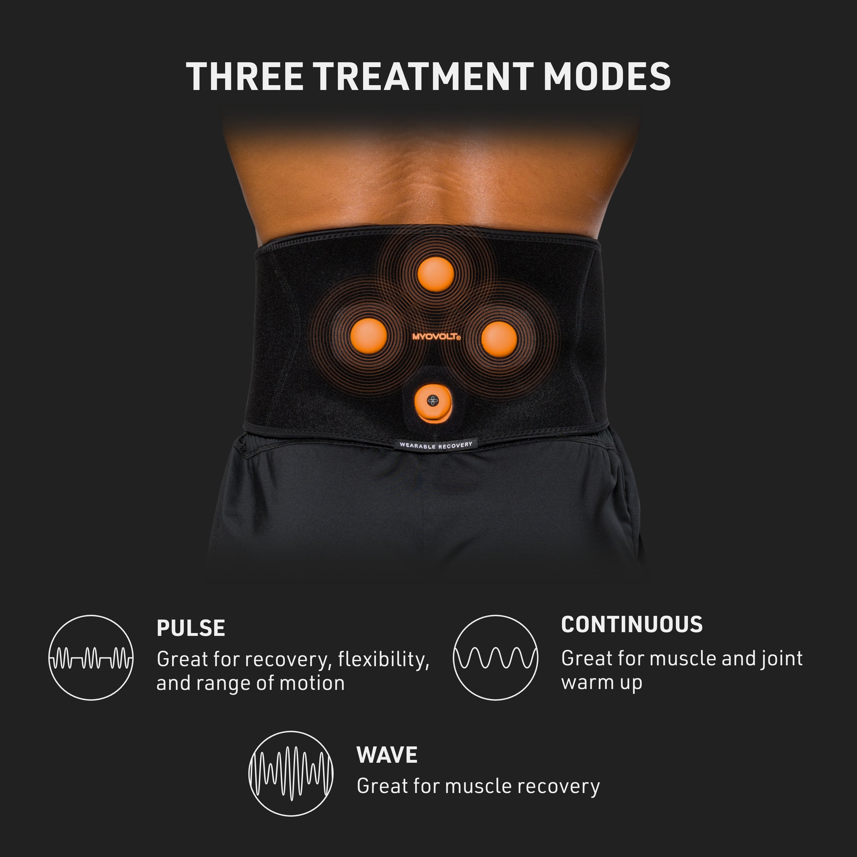 MYOVOLT® Wearable Vibration Recovery Back Wrap - Pain Relief & Muscle Recovery for Athletes & Back Pain Sufferers - Perfect for Post-Workout, Office Use & Chronic Pain Management
