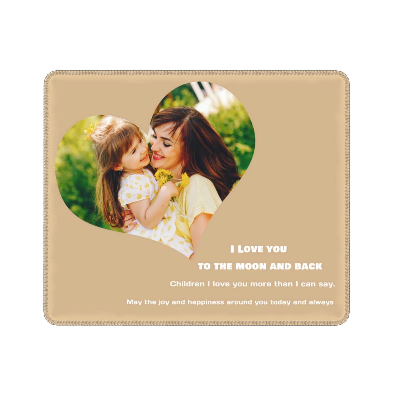Custom Heart Photo Logo Mouse Pad for Girls, Women, Moms - Personalized Gaming Mousepad with Stitched Edge, Waterproof Non-Slip Rubber Base for PC & Laptop - Perfect for Office, Gaming & Home Desk Setup