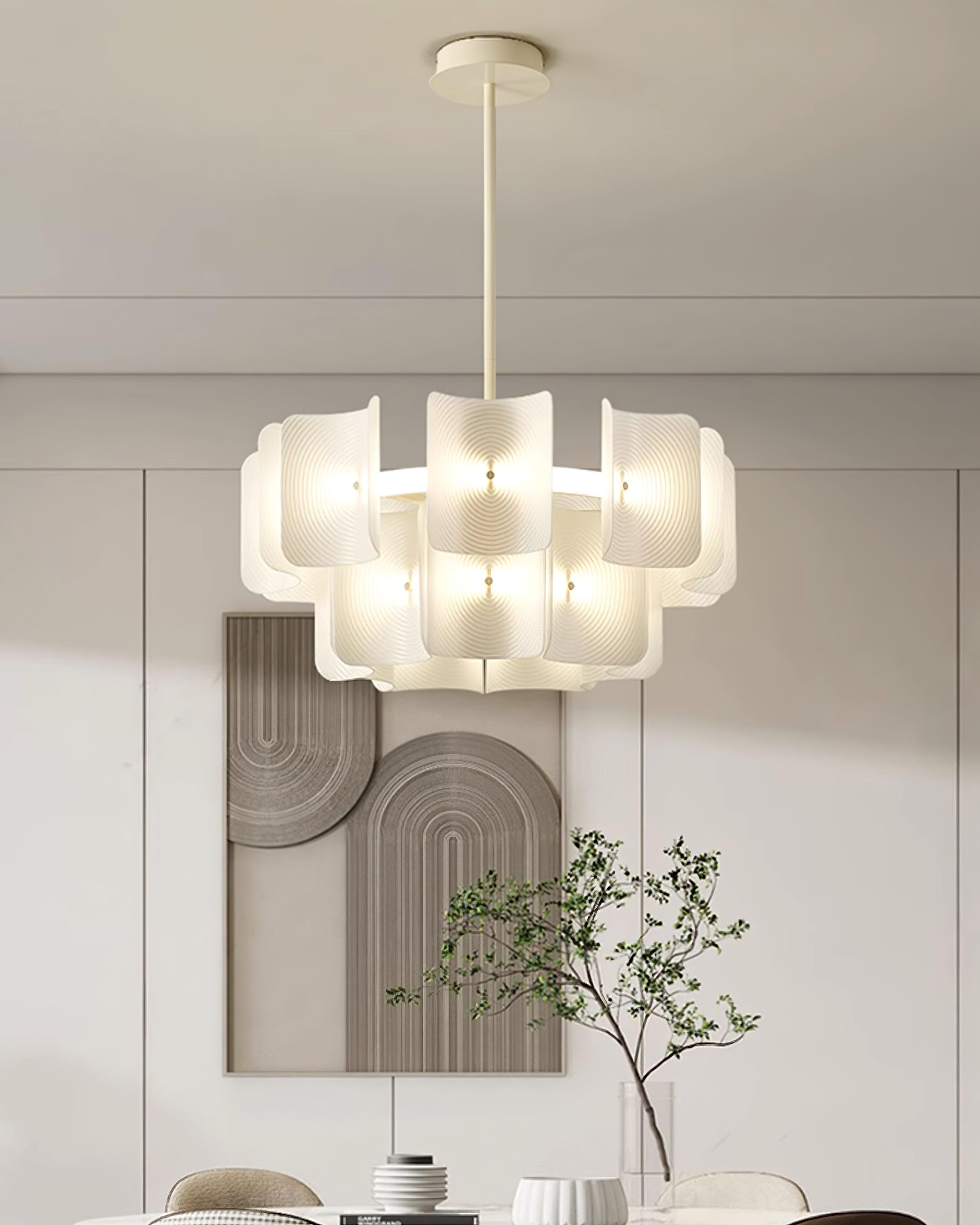 Elegant Fingerprint Chandelier - Modern Crystal Ceiling Light Fixture for Dining Room, Living Room & Bedroom | Energy Efficient LED Lighting for Home Decor