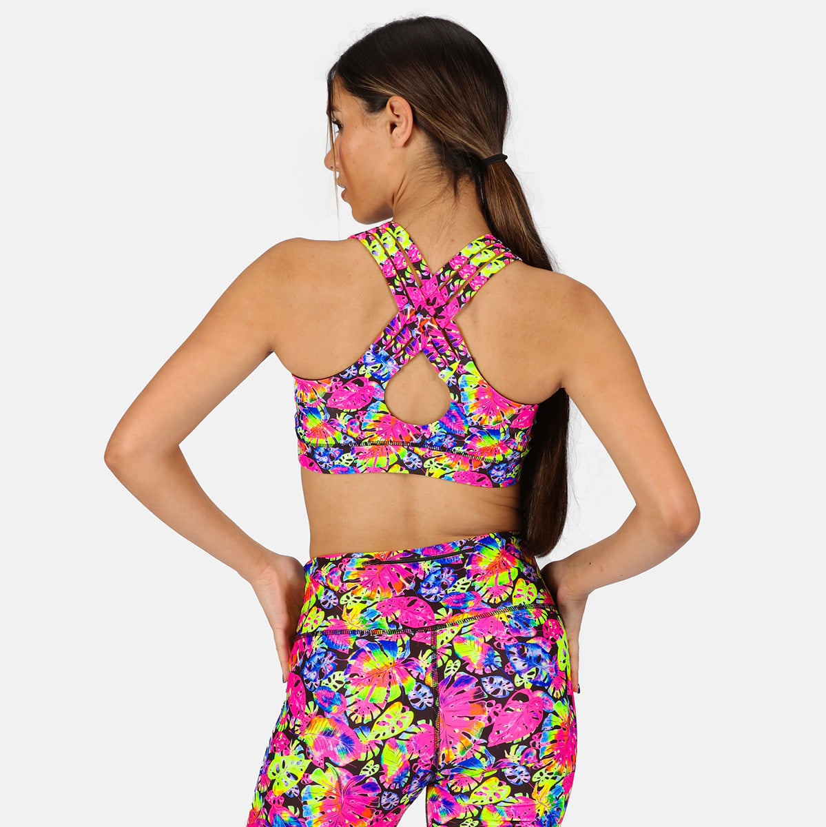 Women's Summer Palm Print Cross Back Bralette - Comfortable & Stylish for Beach, Yoga, and Casual Wear
