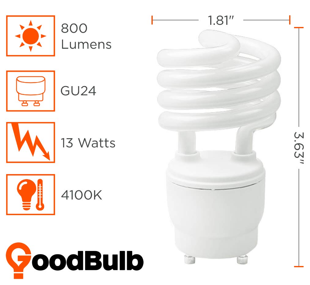 EcoSmart 13-Watt CFL Light Bulbs - 10 Pack, 4100K Cool White, GU24 Base, 900 Lumens, 82 CRI, 10000-Hour Lifespan - Energy Efficient Lighting for Kitchens, Bathrooms & Offices