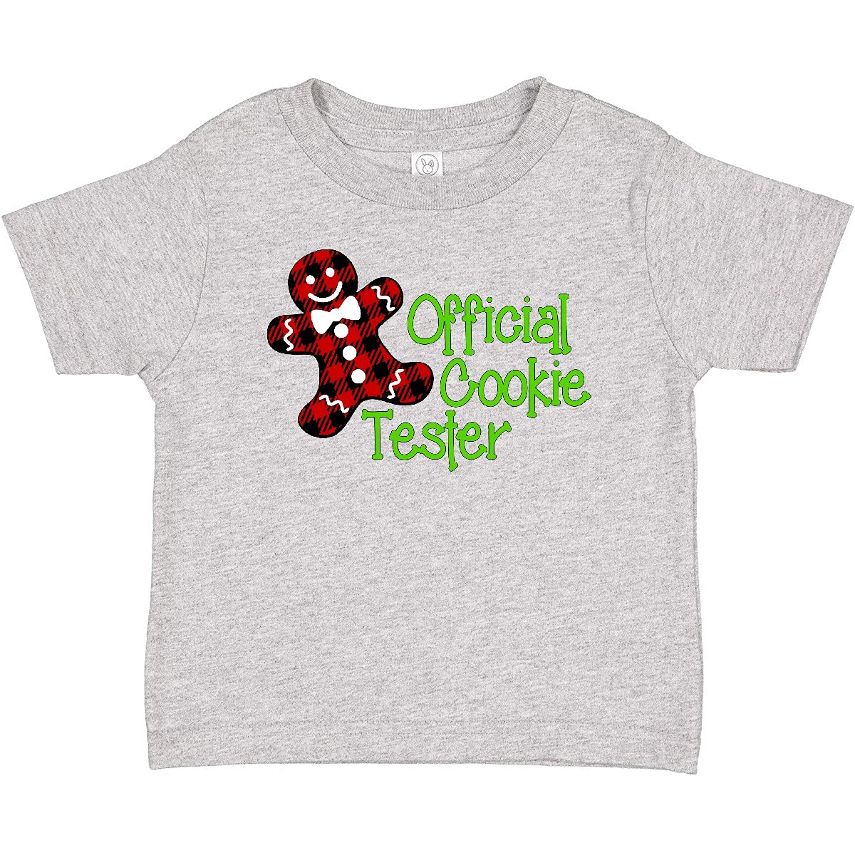 Inktastic Official Cookie Tester Red Plaid Gingerbread Man with Bow Baby T-Shirt - Cute Holiday Outfit for Christmas Photos & Family Gatherings