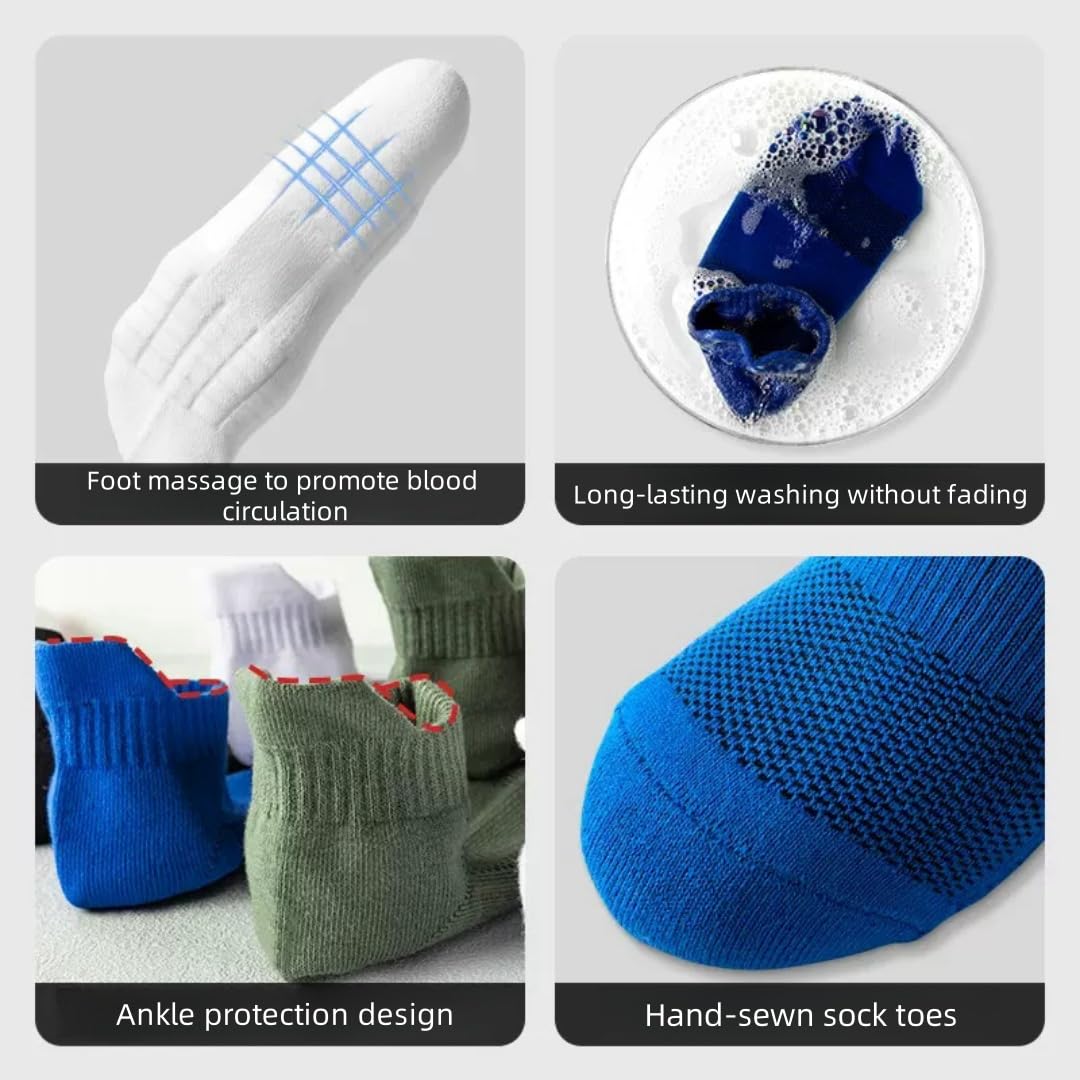 6 Pairs Unisex Cotton Ankle Socks - Breathable Athletic No-Slip Socks for Women & Men - Perfect for Running, Gym Workouts and Daily Wear