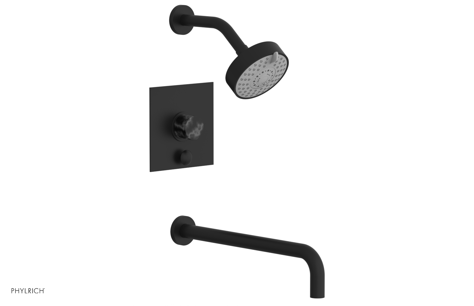 BASIC II 14 Pressure Balance Tub and Shower Set in Black Marble - 230S 28 14 Model | Perfect for Modern Bathroom Renovations & Spa-Like Shower Experiences