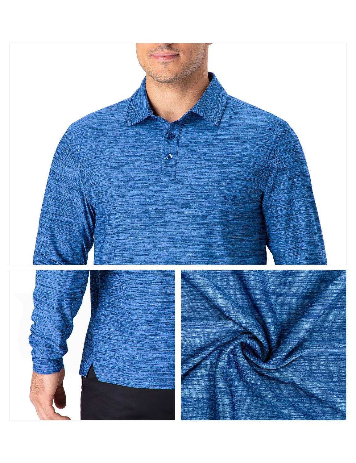 NAVISKIN Men's Quick Dry Golf Polo Shirts - UPF 50+ Sun Protection, Moisture Wicking Performance (Long & Short Sleeve Options) - Perfect for Golf, Tennis, Outdoor Sports & Casual Wear