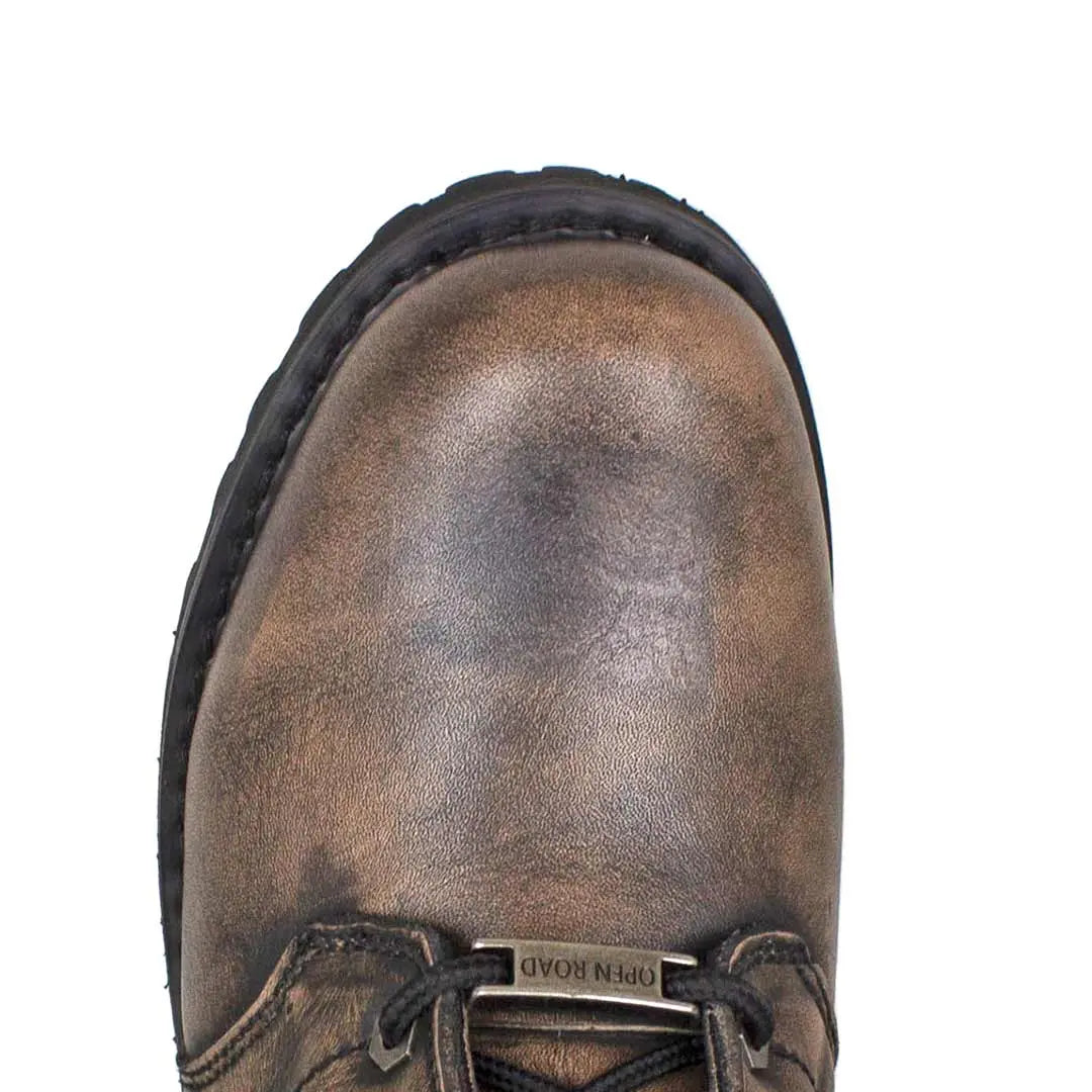 Open Road Men's 7 Lace Up Motorcycle Boots - Durable Leather Biker Boots for Riding & Outdoor Adventures - Perfect for Motorcycle Enthusiasts & Casual Wear