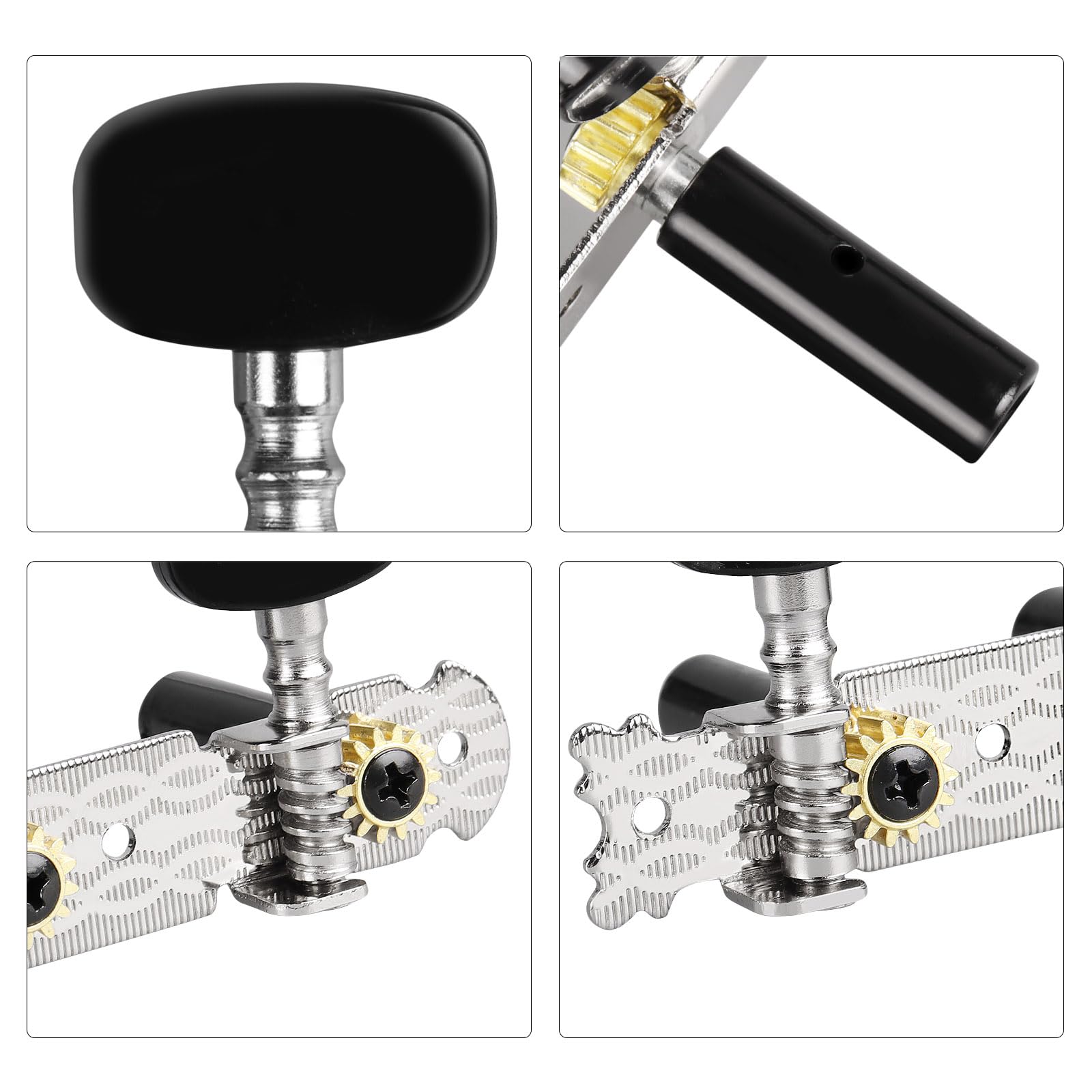 Mr.Power 6-String Classical Guitar Tuners with Screwdriver - Precision Tuning Pegs & Keys for Guitarists, Musicians & Music Lovers (Black Button) | Perfect for Acoustic Guitar Maintenance, Studio Recording & Live Performances