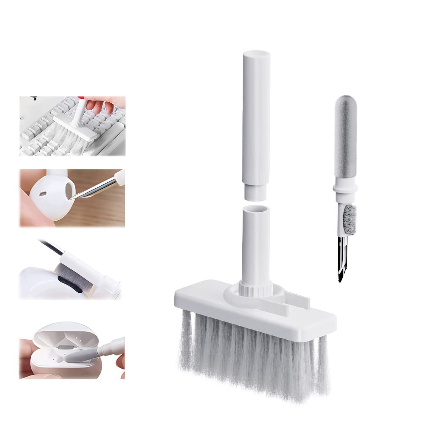 5-in-1 Multi-Function Computer Cleaning Kit - Soft Brush Keyboard Cleaner, Corner Gap Duster & Keycap Puller for Laptop, AirPods Pro, Camera Lens, Earphones & Lego | Perfect for Home, Office & Electronics Maintenance