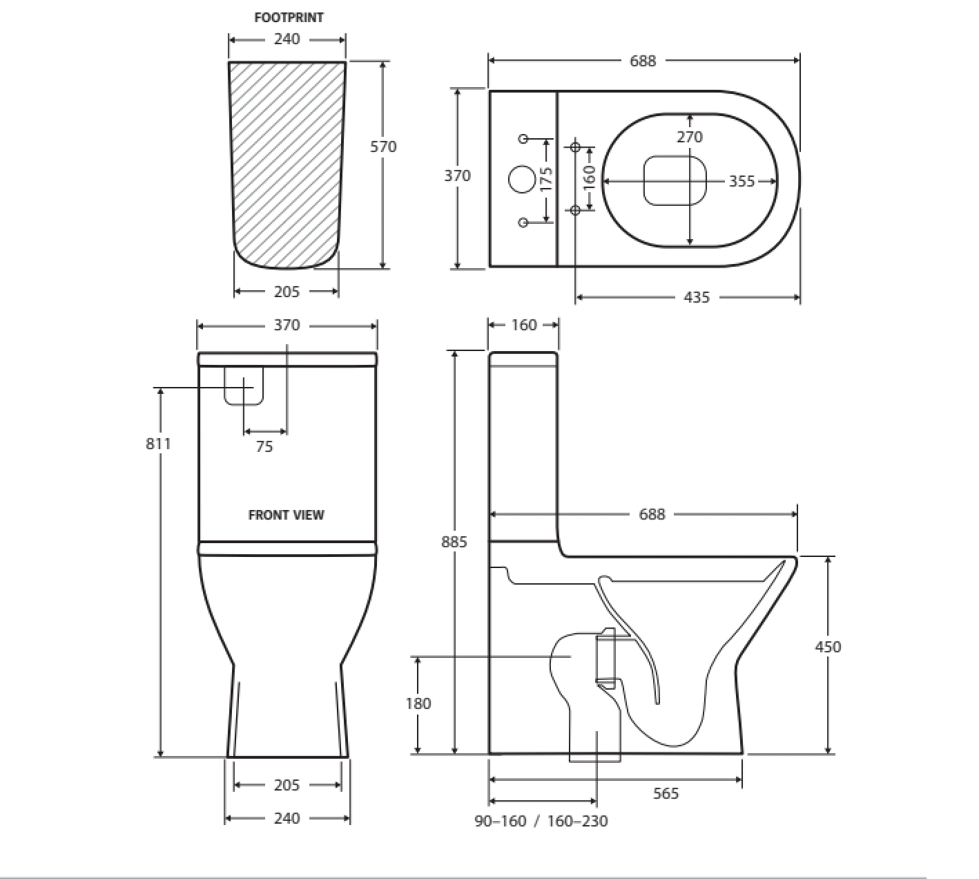 Fienza Delta Back to Wall Toilet Suite - Modern One-Piece Elongated Bowl for Small Bathrooms, WaterSense Certified for Efficiency, Perfect for Home & Commercial Use