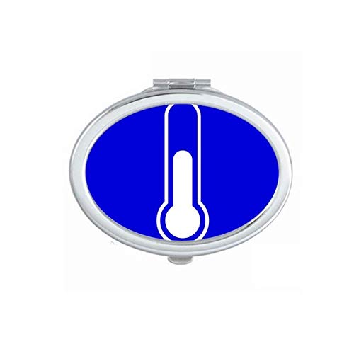 DIYthinker Portable Folding Double-Sided Makeup Mirror with Temperature Blue Square Warning Mark - Perfect for Travel, Home Vanity & Professional Makeup Artists