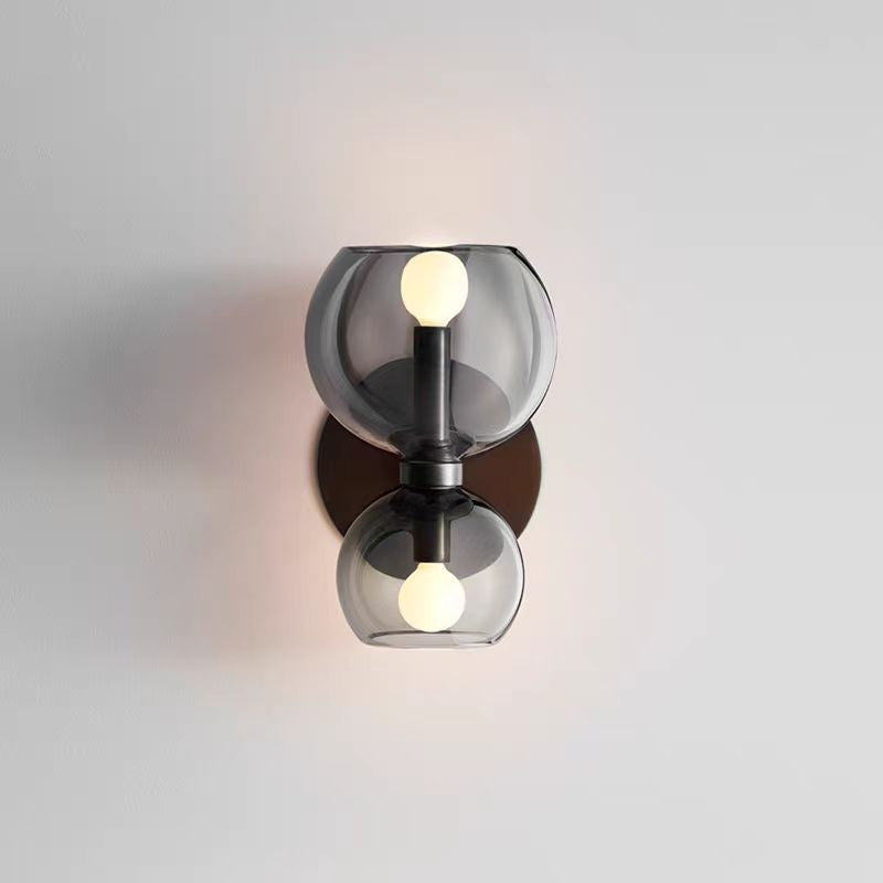 Smoky Gray Glass Wall Sconce Lights - Modern Upper and Lower Aisle Lighting for Hallway, Staircase & Bedroom Ambiance