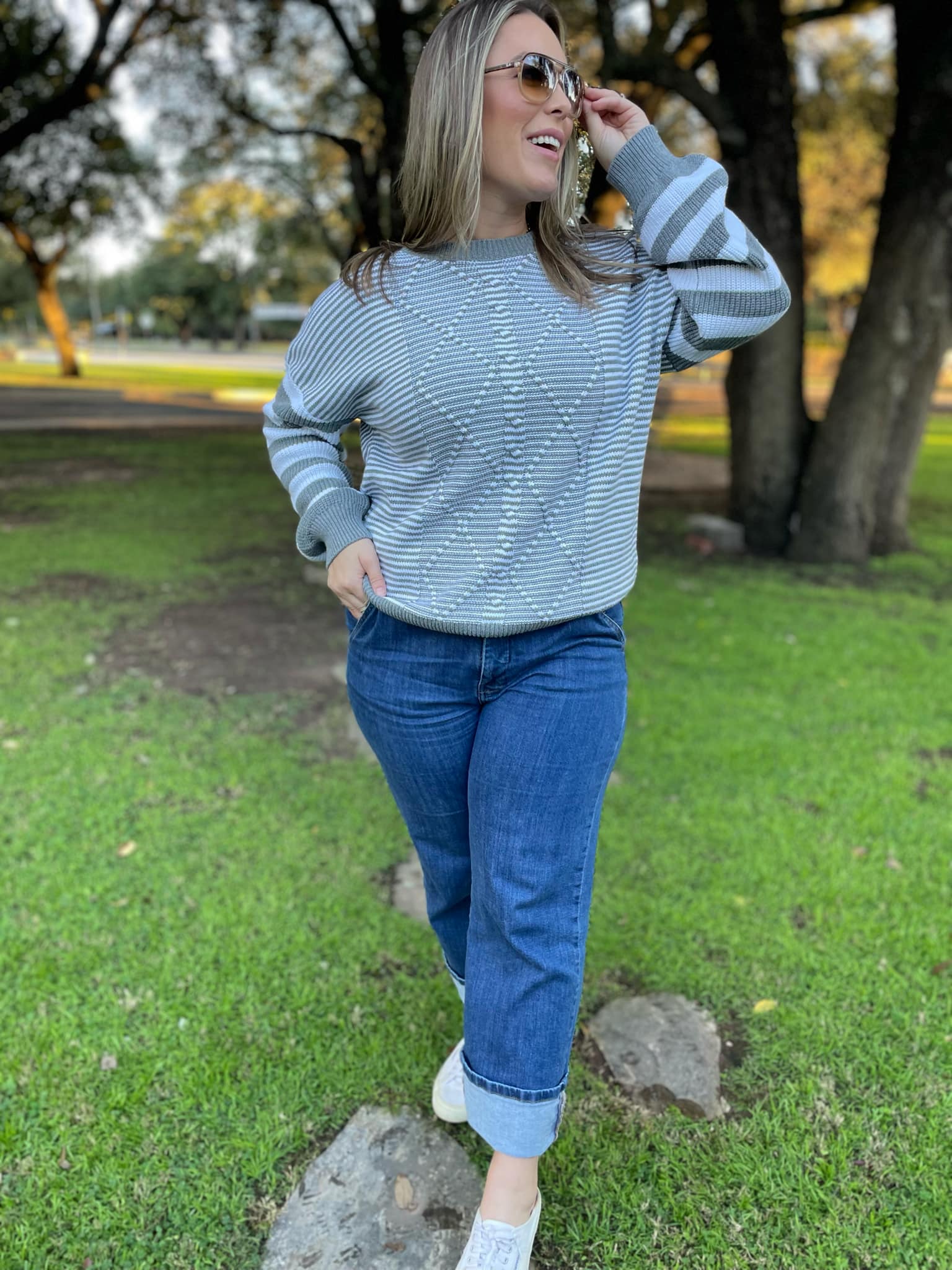 PREORDER: Aspen Striped Sleeve Sweater - 4 Color Options for Women | Cozy Fall & Winter Fashion | Perfect for Casual Outings & Office Wear