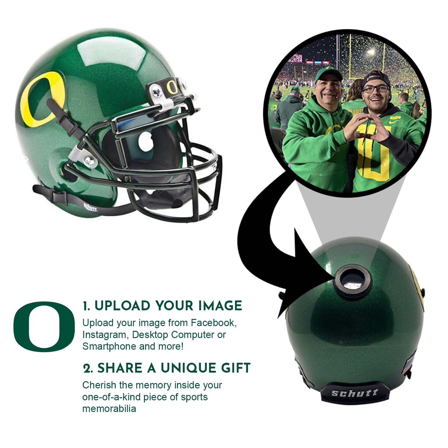 Oregon Ducks College Football Mini Helmet Replica - NCAA Collectible Memorabilia by FANZ Collectibles - Perfect for Game Room Decor, Sports Fan Gifts & Football Memorabilia Displays