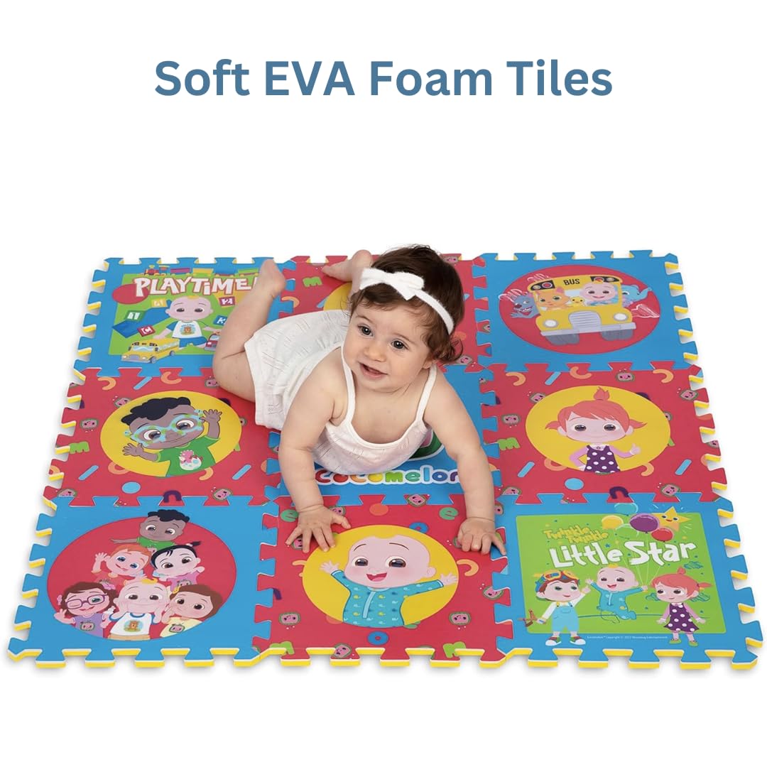 Cocomelon Puzzle Playmat for Kids - Large, Soft Foam Floor Tiles with ABC & Numbers - Educational Learning Toy for Toddlers & Preschoolers - Perfect for Playroom, Nursery & Daycare Activities