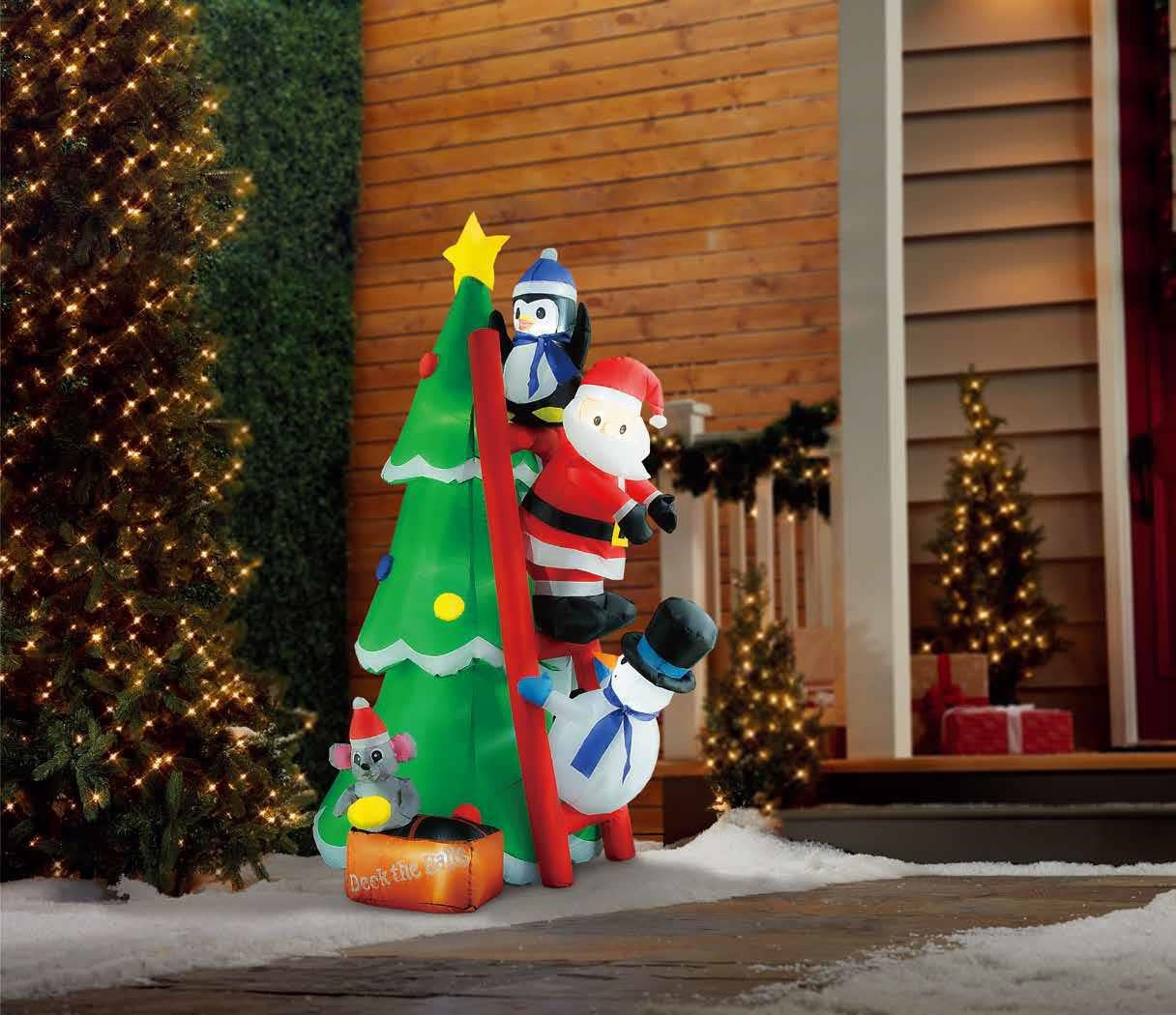 6ft Inflatable Christmas Tree with Santa & Friends - Holiday Yard Decoration for Outdoor Festive Decor