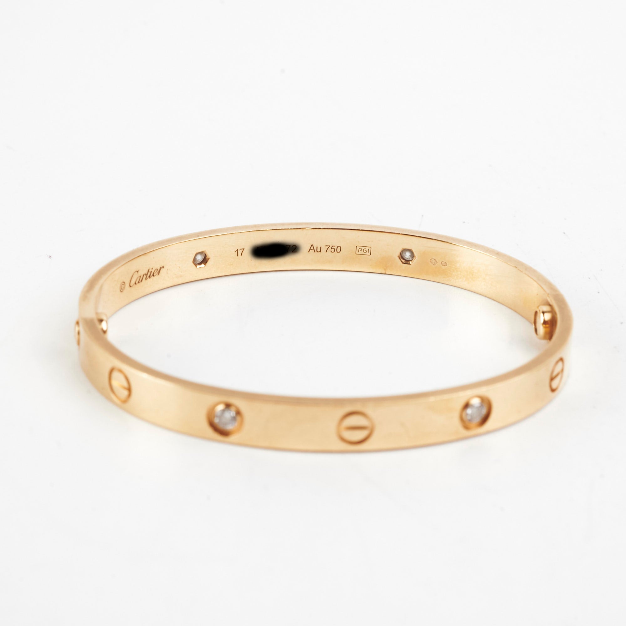 Cartier Love Bracelet with 4 Diamonds - 18K Yellow Gold Size 17 - Luxury Jewelry Gift for Women - Perfect for Anniversaries, Weddings & Special Occasions
