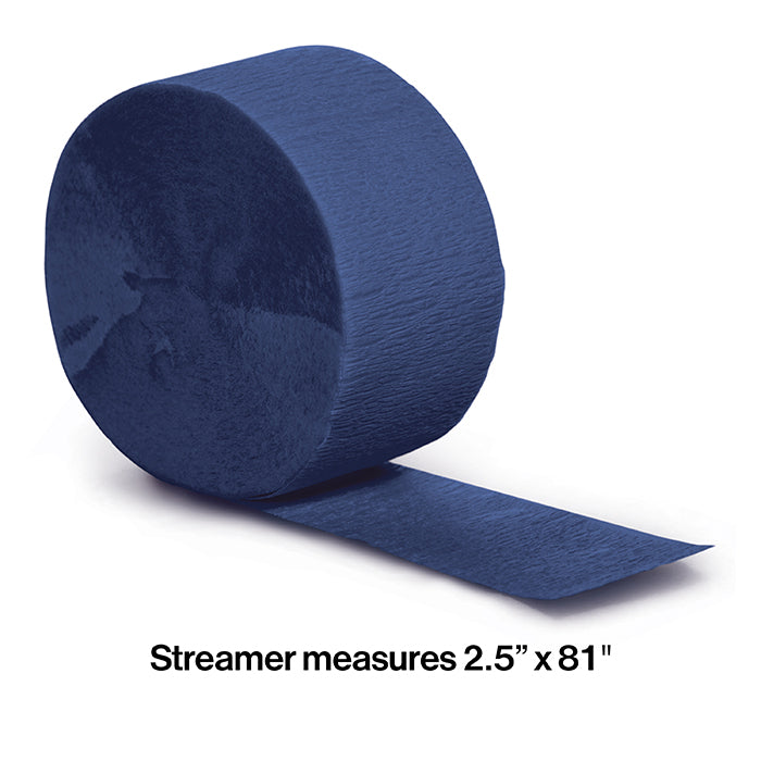 12-Piece Bulk Navy Blue Crepe Streamers - 81 Feet Long for Party Decorations, Wedding Backdrops & Event Decor