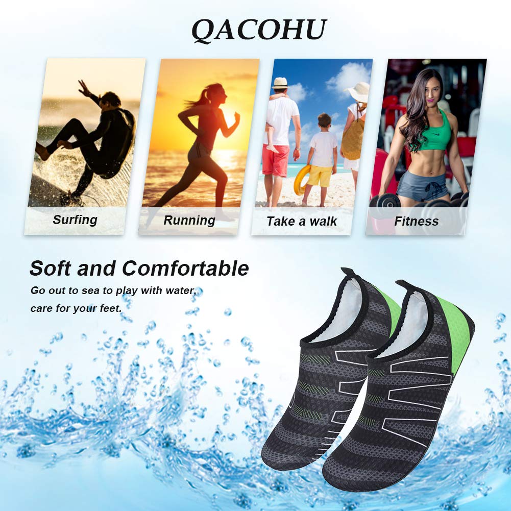 QACOHU Women's & Men's Quick-Dry Barefoot Water Shoes for Swimming, Surfing, Diving, Beach & Yoga - Lightweight Aqua Skin Shoes for Pool, Gym & Outdoor Activities